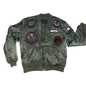 VINTAGE 80s AVIREX Flight Jacket Adult SMALL Olive Green Bomber FIGHTER series